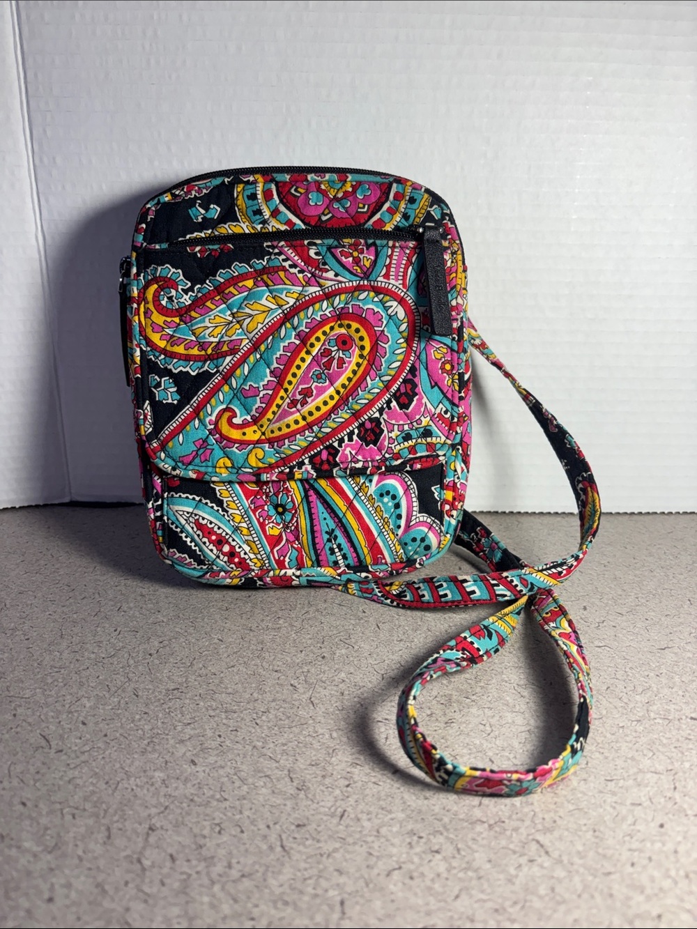 Vera Bradley Black Multi Paisley Printed Crossbody Bag